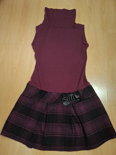 Bordové fialové rolákove šaty 158 -s, s