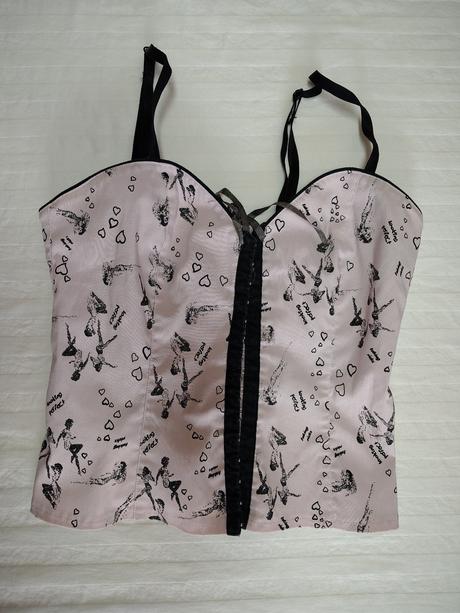 Ružový korzetový top s potlačou, melrose, s/m, s