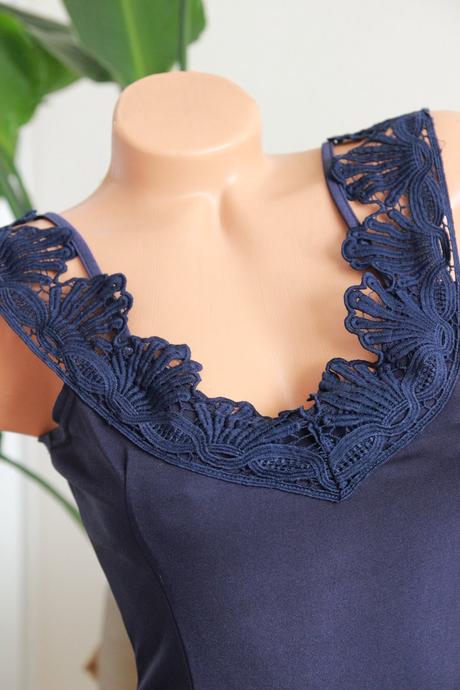 Čierny body top s čipkou, m, m