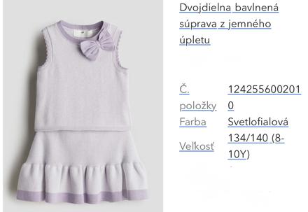 Letný komplet sukňa a top 134/140, h&m,134