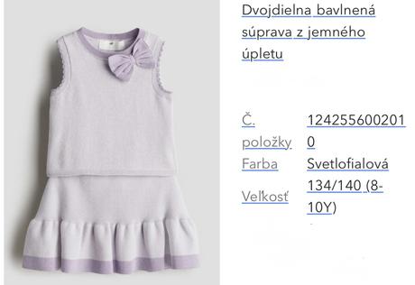Letný komplet sukňa a top 134/140, h&m,134