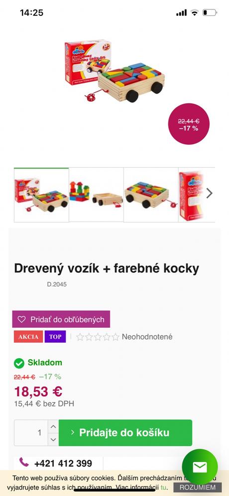 Detsky drevený vozík s kockami na ťahanie, 