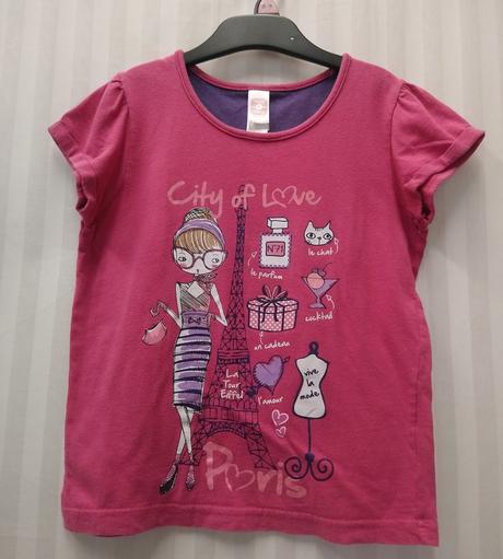 Sýto ružové tričko s motívom, c&a, 122-128 cm, c&a,128
