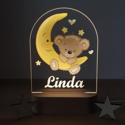 Detská nočná lampa s vlastným menom medvedík,
