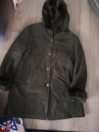 Kožuch tmavozeleny / kabat, l