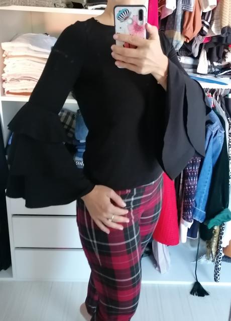 Čierne tričko s volanovymi rukávmi ginatricot, gina,xs