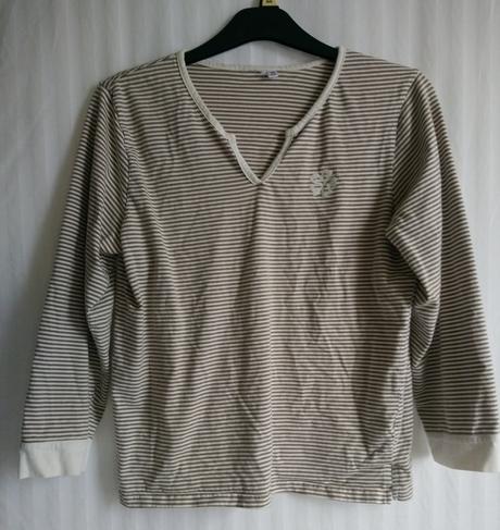 Dámsky pásikavý hnedo biely top, l/xl, l