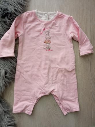 Dievčenský overal ružový a biely obojstranný, 68