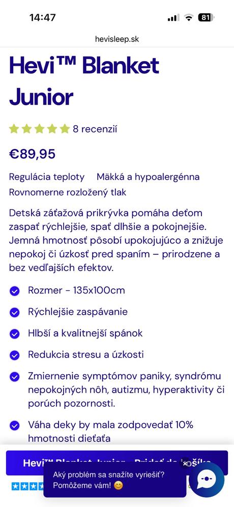 Záťažová deka hevisleep pre deti,