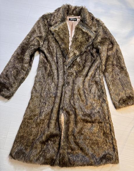Dlhý žíhaný kožuch, xl