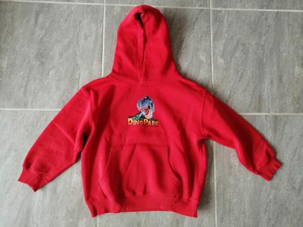 Kvalitná červená mikina dinopark v128-134, 8-9 r., reserved,128