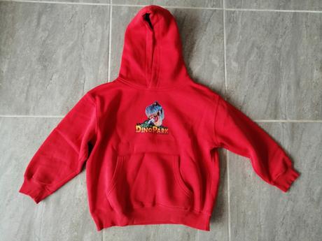 Kvalitná červená mikina dinopark v128-134, 8-9 r., reserved,128