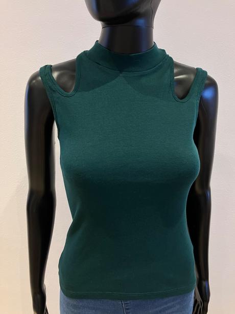 Tmavozelený rebrovaný top (xs), sinsay,xs