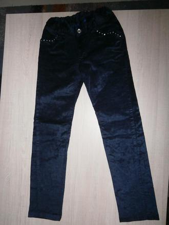 Modré semišové nohavice 122/128, 128