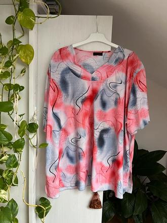 Ružová blúzka/ elegantná blúzka s krátkym rukávom, 5xl