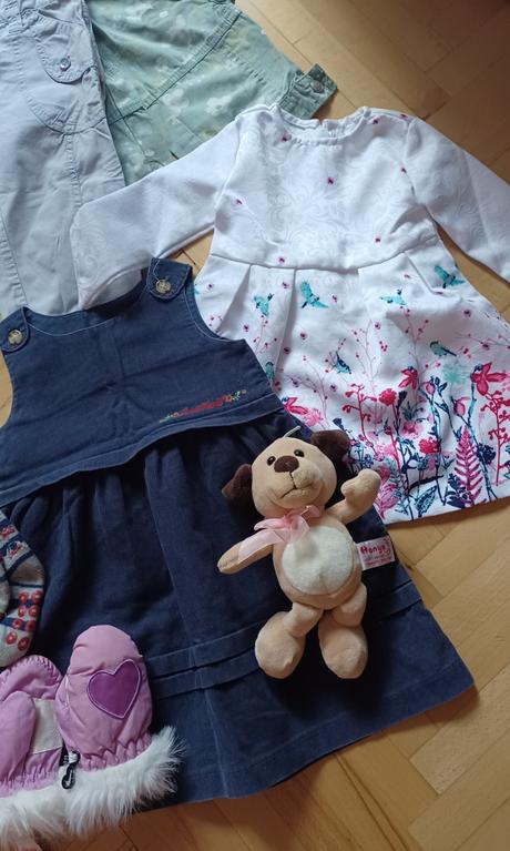 Mix oblečenia + vkladačka a plyšák, 68–80