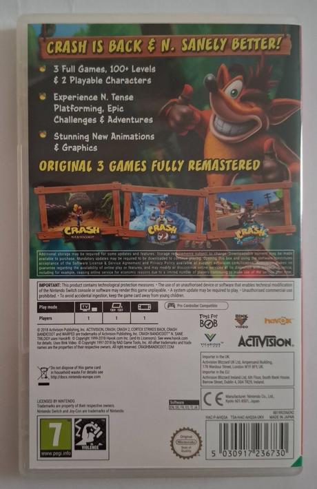 Nintendo switch hra crash bandicoot, 