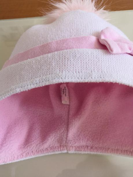 Zimná čiapka - biela s mašľou, repal,48