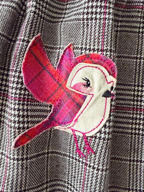 Kárované šaty s mačičkou a vtáčikom, h&m,128