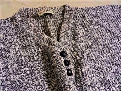 Bavlneno-ľanový melírovaný pulóver over size l/xl, xxl