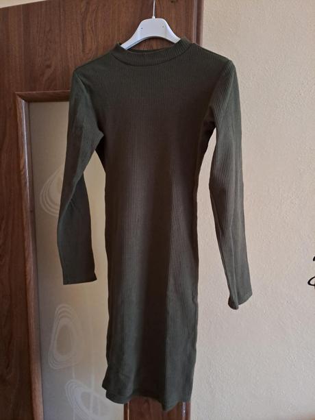 Khaki elastické mini šaty, s