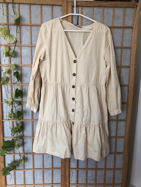 Krémové bavlnené šaty/  bavlnené šaty béžové, zara,m