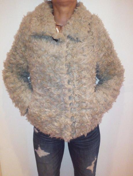 Chlpaty kozusok v prirodnej farbe vel.xs/s, s