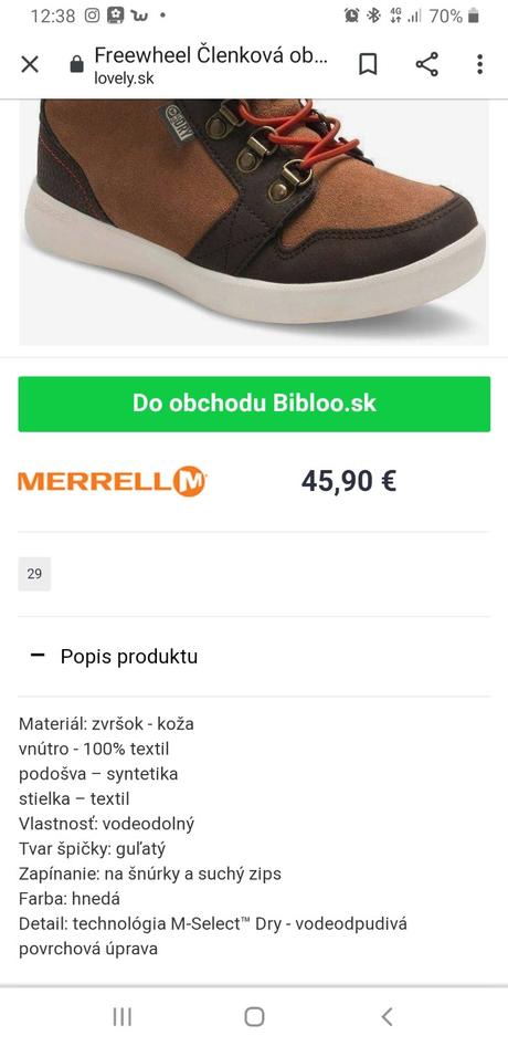 Prechodné topánky merrell, merrell,31