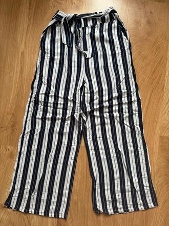 Modré pasíkavé nohavice, h&m,170