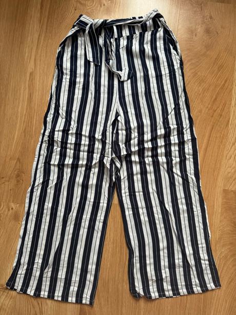 Modré pasíkavé nohavice, h&m,170
