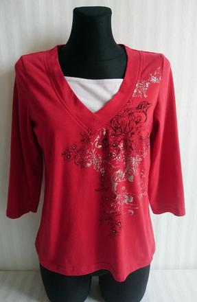 Dámsky červený top s motívom, laura kent, m/l, l