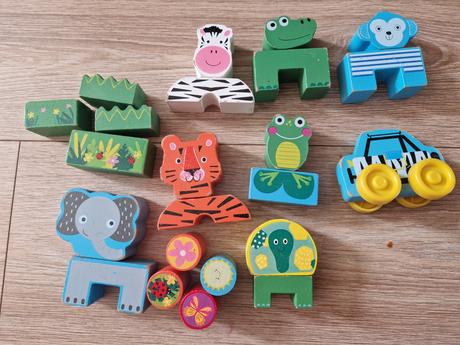 Drevené kocky zvieratka, 