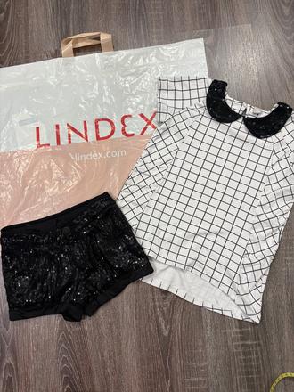 Lindex - komplet trička so šortkami s flitrami, lindex,128