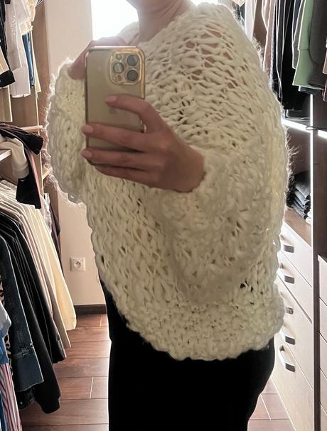 Krémový sveter hand-made, xl
