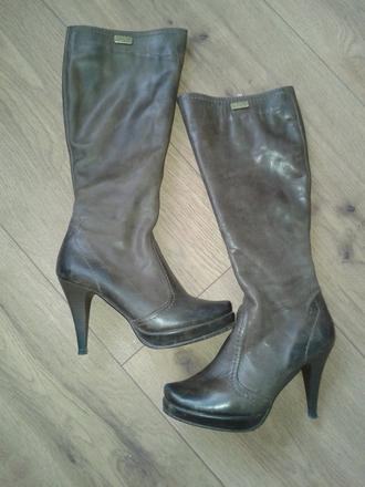 Hnedé kožené čižmy claudio dessi veľ.36, 36