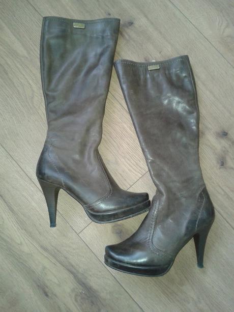 Hnedé kožené čižmy claudio dessi veľ.36, 36