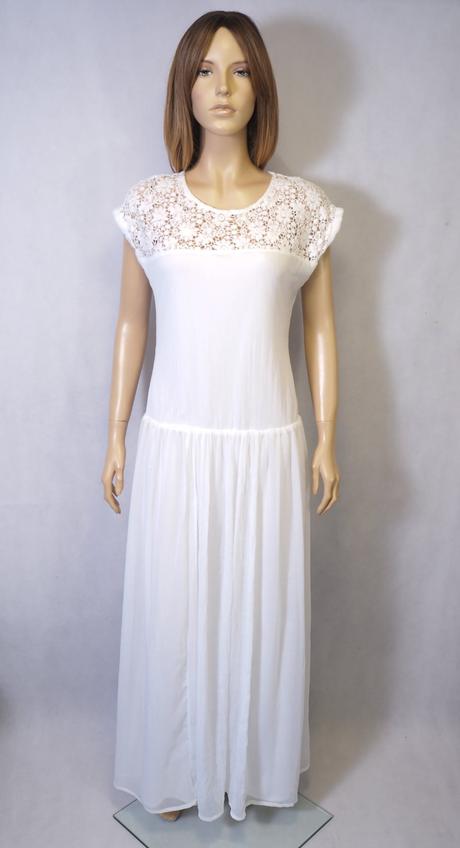 Dlhé biele letné šaty, 40