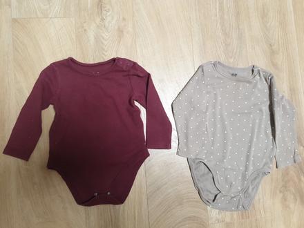 Bordove+bodkovane body +2x suknicky, h&m,80