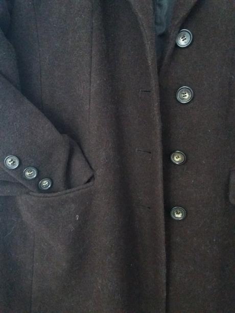 Dámsky čokoládovohnedý vlnený kabát, 46