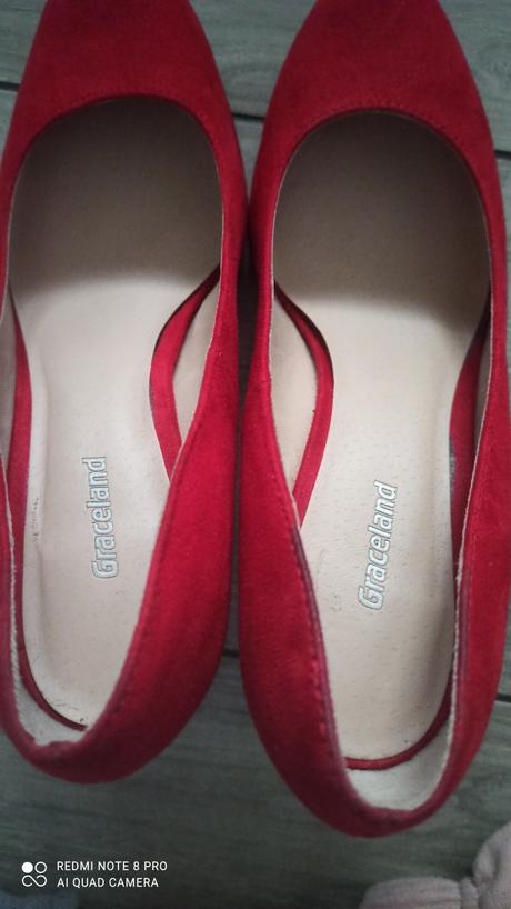 Červené semišové lodičky 37, graceland,37