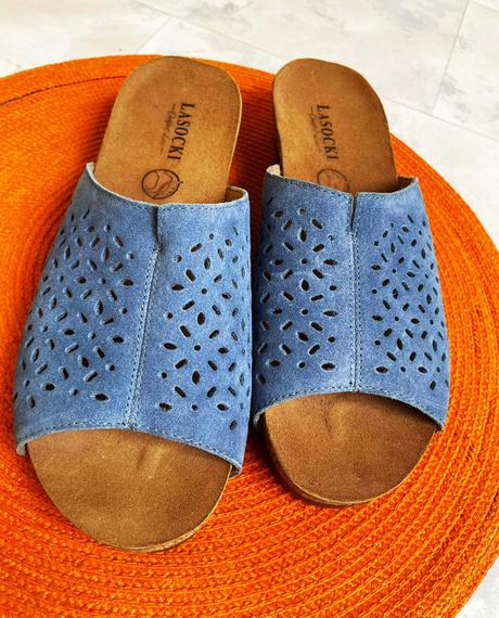 Kožené semišové šlapky, lasocki,38