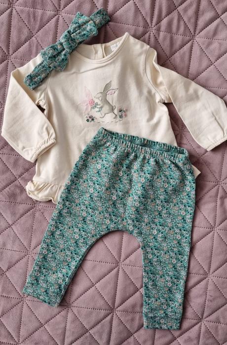 Komplet legín, topu a čelenky 6-9mes, next,86