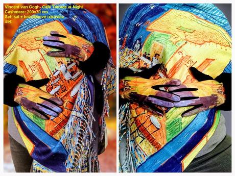 Luxusný kašmírový vincent van gogh - café terrace,