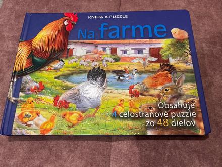 Kniha a puzzle na farme,