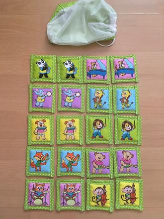 Látkové pexeso - zvieratká hudobníci,