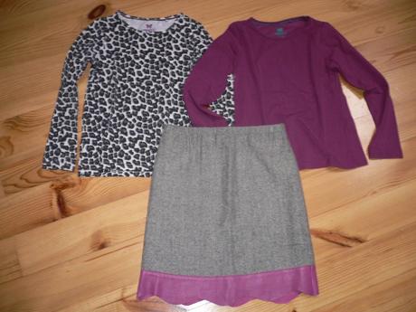 Sukňa + tričká 134/140, 122–134