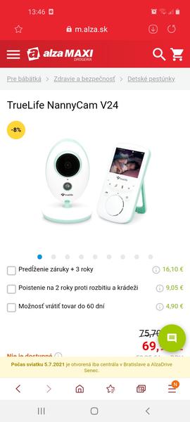 Detská videopestúnka TrueLife NannyCam V24