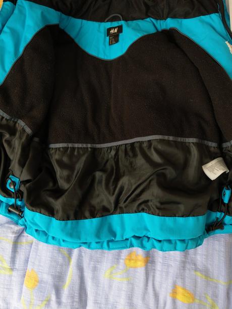 Tyrkysovomodrá lyžiarska bundička h&m 104, h&m,104