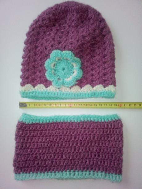 Háčkovaná čiapka s nákrčníkom, 92 / 98