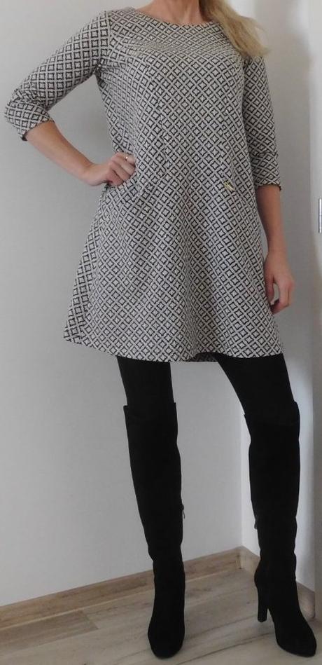 Šaty úpletové jemné kocky, s/m, s